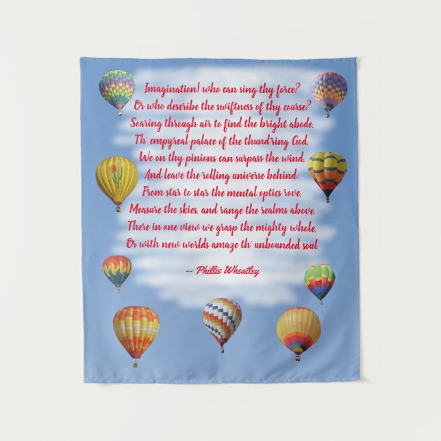 Poetry Phillis Wheatley Hot Air Balloons  Tapestry (Front)