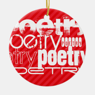 Poetry; Scarlet Red Stripes Ceramic Tree Decoration
