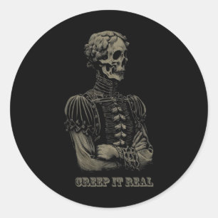 Poetry Skeleton Poet Waiting Arms Folded Funny Hal Classic Round Sticker