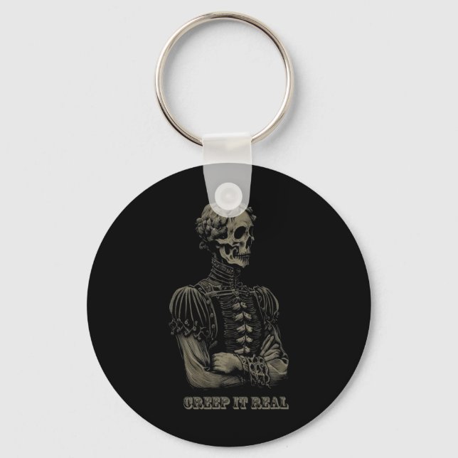 Poetry Skeleton Poet Waiting Arms Folded Funny Hal Key Ring (Front)
