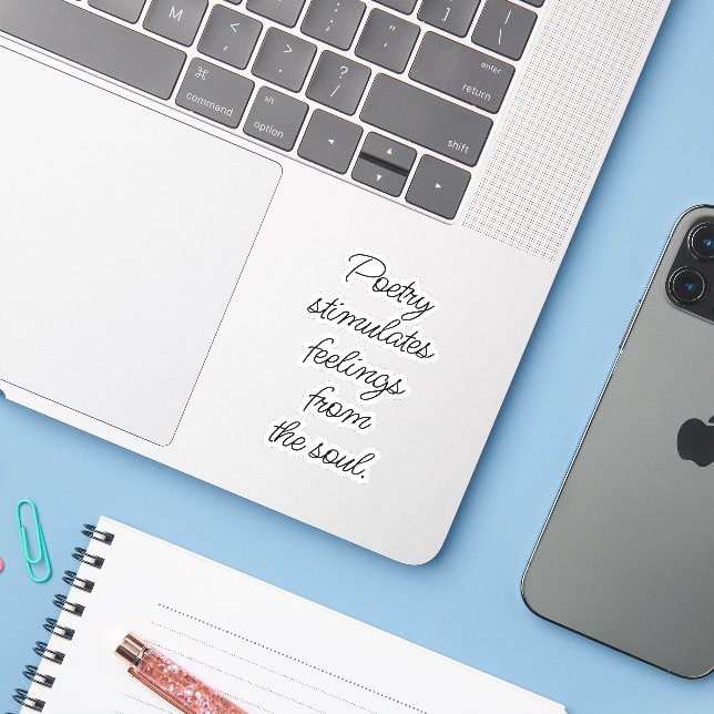 Poetry Stimulates Custom-Cut Vinyl Sticker (Laptop w/ iPhone)