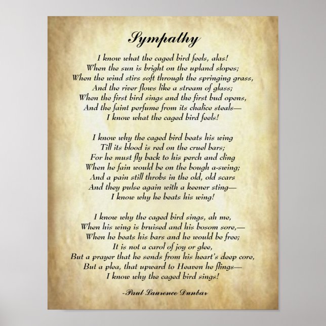 Poetry, Sympathy by Paul Laurence Dunbar Poster (Front)