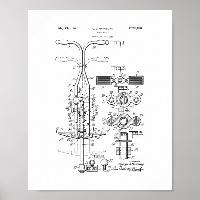 Pogo Stick Patent Poster (Front)