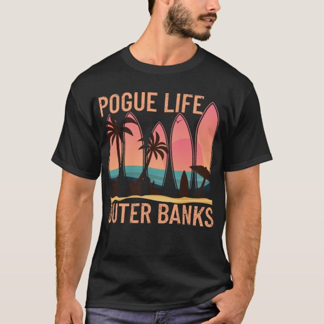 Pogue Life Outer Banks Beach Sunset Surfing T-Shirt (Front)
