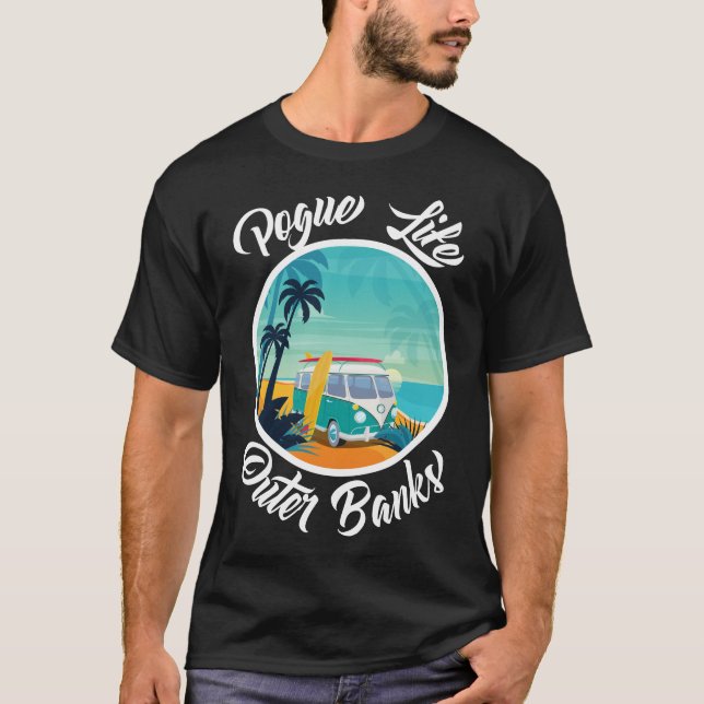Pogue Life Outer Banks Surf Van OBX Beach tshirt (Front)