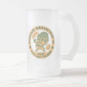 Pogue's Lucky Thoins Frosted Glass Beer Mug