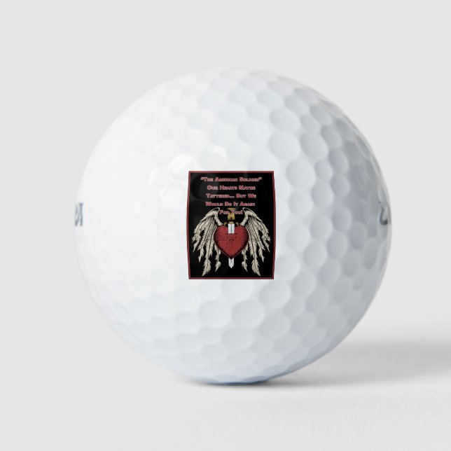 Poignant American Soldier Tattered Hearts Golf Balls (Front)
