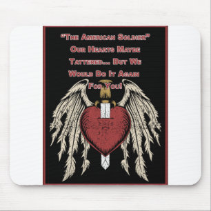 Poignant American Soldier Tattered Hearts Mouse Mat