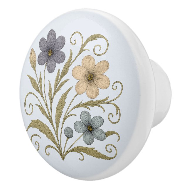 Poignée en Céramique air d'été, botanique-floral Ceramic Knob (Right)