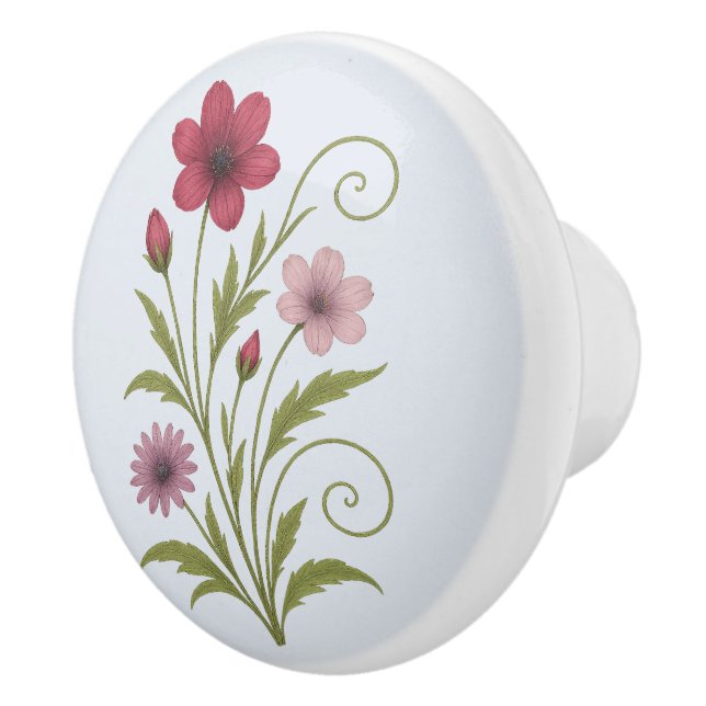 Poignée en Céramique fleur nature-rustique design Ceramic Knob (Right)