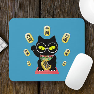 Poilue, the fortunate black cat mouse mat