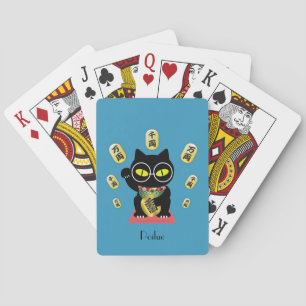 Poilue, the fortunate black cat playing cards