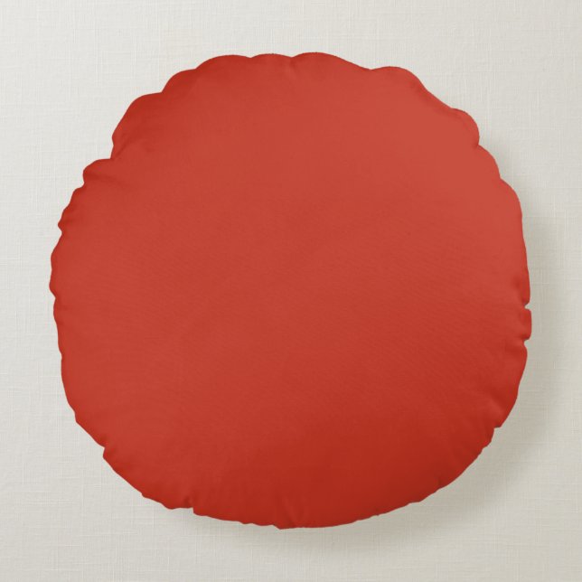 Poinciana Red Orange, Solid Colour Dark Scarlet Round Cushion (Front)