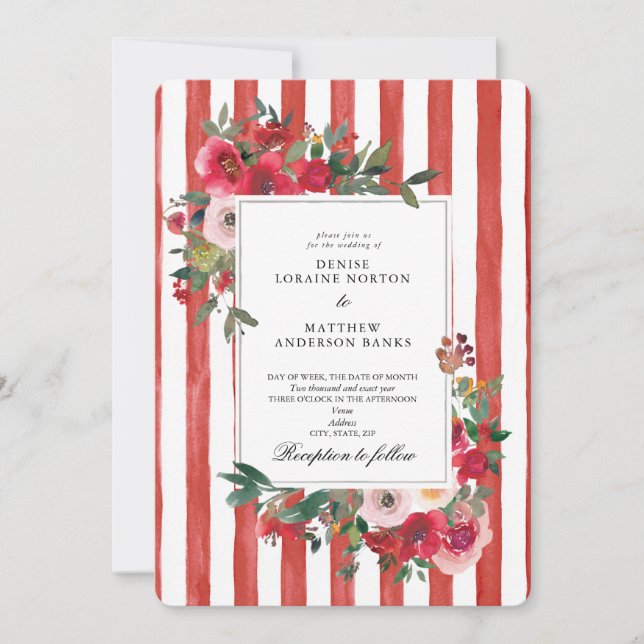 Poinciana Red Wedding Invitation (Front)