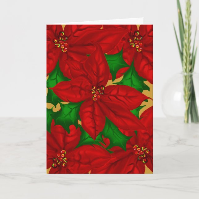 Poinsetta Bouquet Christmas Card (Front)