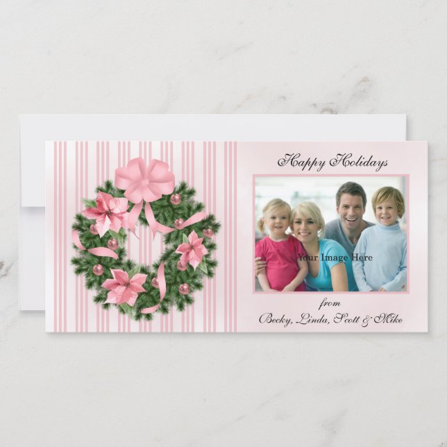 Poinsetta Wreath Photo Card (Front)
