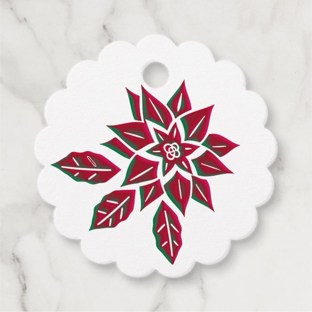 Poinsettia-1 Favour Tags (Front)