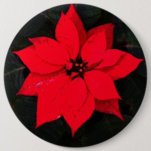 Poinsettia 6078 6 cm round badge