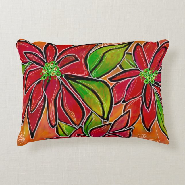 Poinsettia Accent Pillow (Front)
