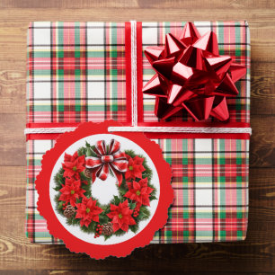 Poinsettia Add Signature & Christmas Greeting Tree Decoration Card