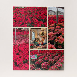 Poinsettia Add Your Photo Christmas Holiday Gift Jigsaw Puzzle
