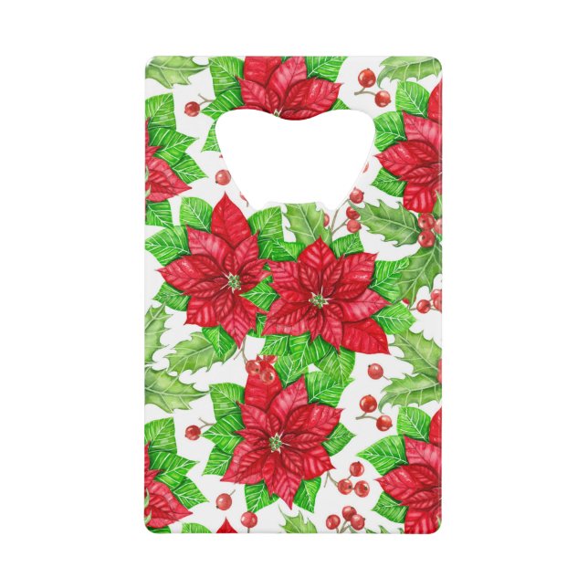 Poinsettia and holly berry watercolor Christmas (Front)