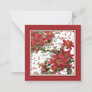 Poinsettia and holly card