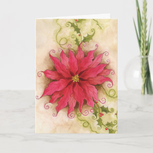 Poinsettia and Holly Card