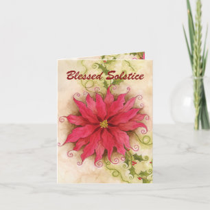 Poinsettia and Holly Solstice Card