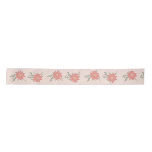 Poinsettia and Holly sprays  Satin Ribbon (Front)