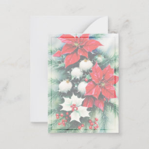 Poinsettia and holly swag budget mini Christmas Card