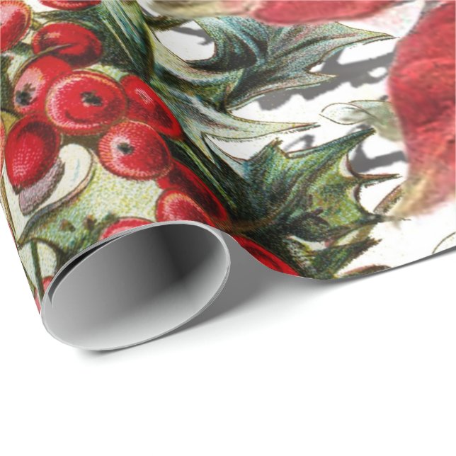 Poinsettia and holly wrapping paper (Roll Corner)