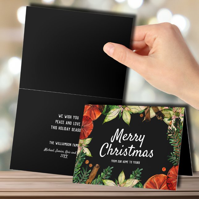 Poinsettia and Oranges Christmas Holiday Card (Creator Uploaded)