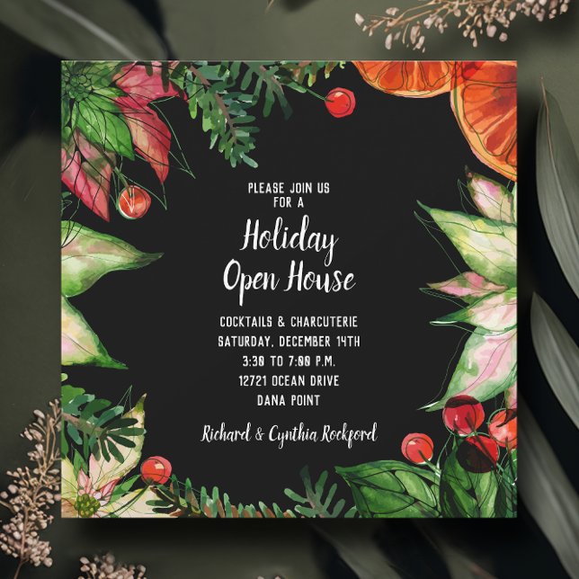 Poinsettia and Oranges Christmas Invitation (Creator Uploaded)