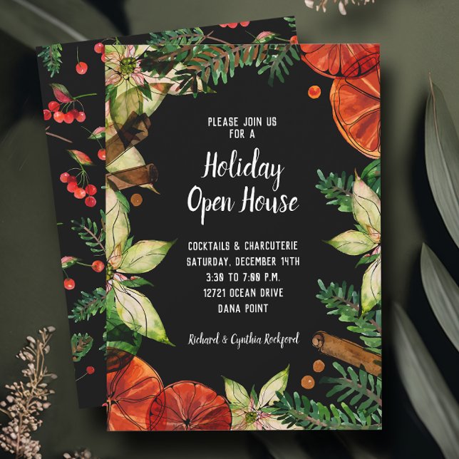 Poinsettia and Oranges Christmas Invitation (Creator Uploaded)