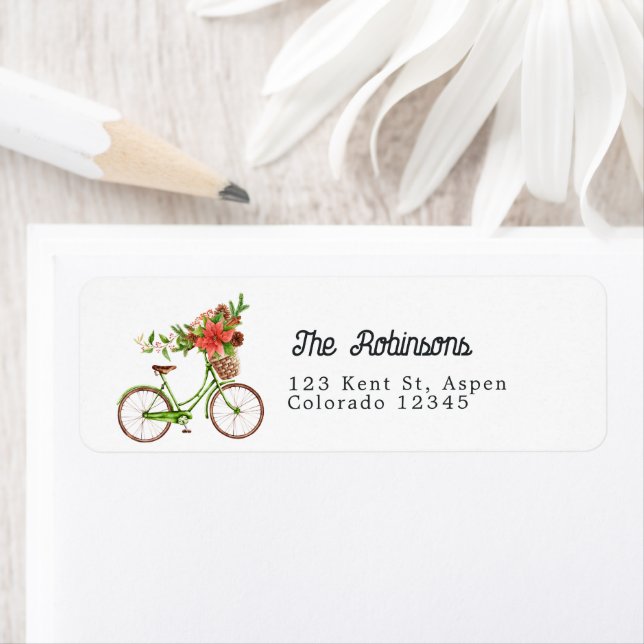 Poinsettia and Pines Bicycle Christmas Charm (Insitu)