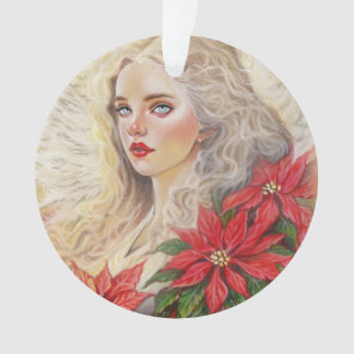 Poinsettia Angel Ornament