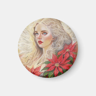 Poinsettia Angel Ornament Magnet