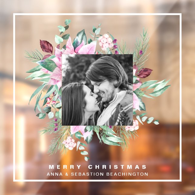 *~* Poinsettia AP20 Merry Christmas PHOTO Window Cling (Sheet 2)