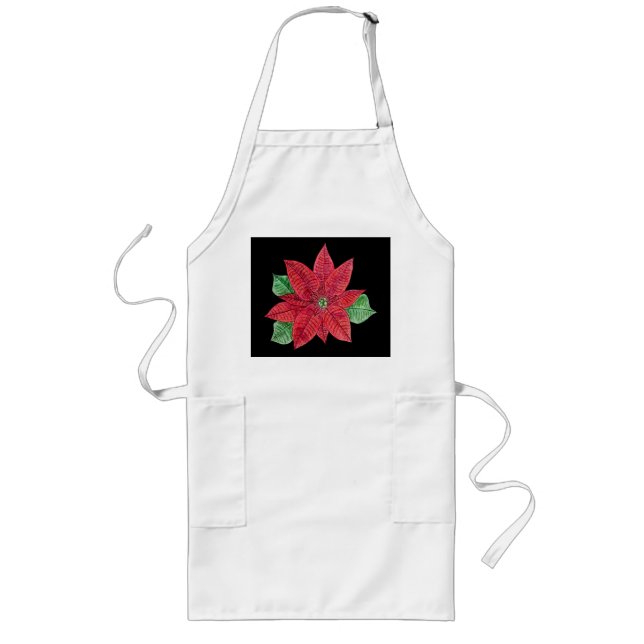 Poinsettia Apron - Black (Front)