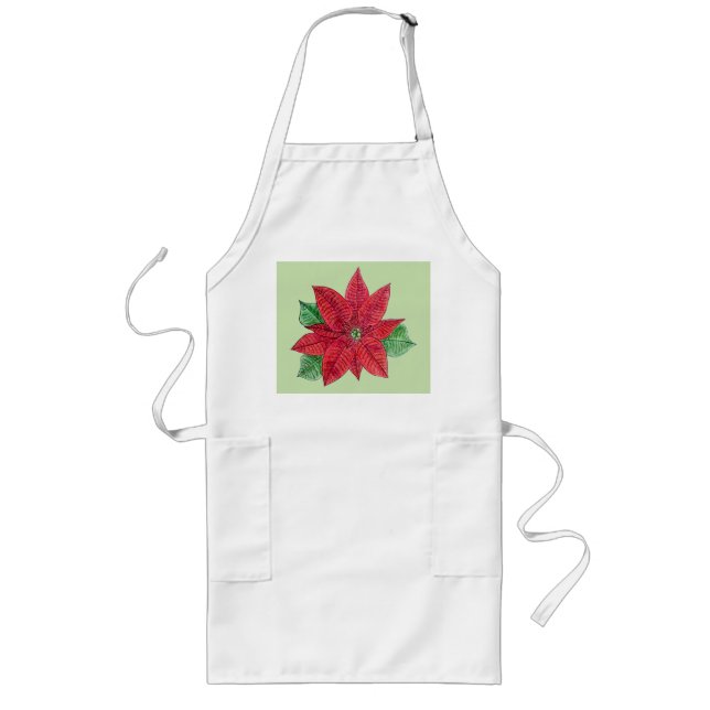 Poinsettia Apron - Mint (Front)