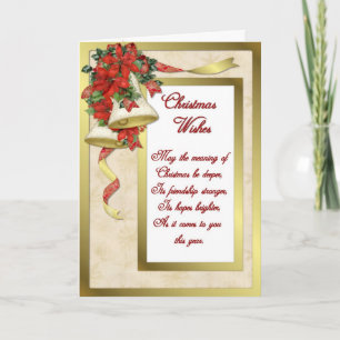 Poinsettia Bells Holiday Card