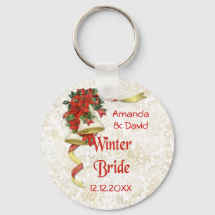 Poinsettia Bells Key Ring