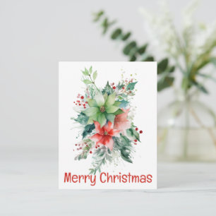 Poinsettia Berries And Leaves Christmas Card