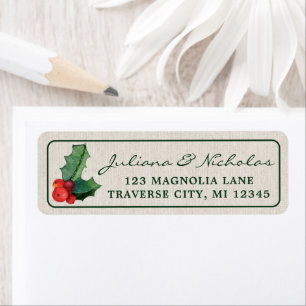 Poinsettia Berries Christmas Address Label