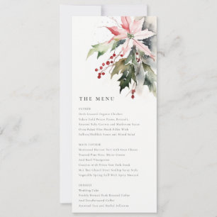 Poinsettia Berries Foliage Wedding Menu Card