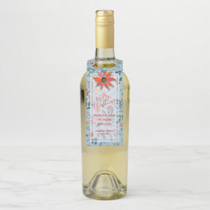 Poinsettia Berries Leaves Holiday Christmas Bottle Tag