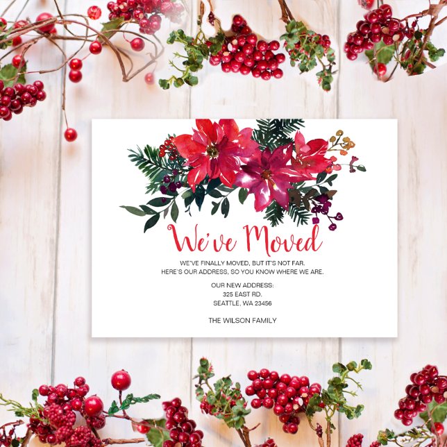 Poinsettia Berries Weve Moved Holiday Cards (Creator Uploaded)