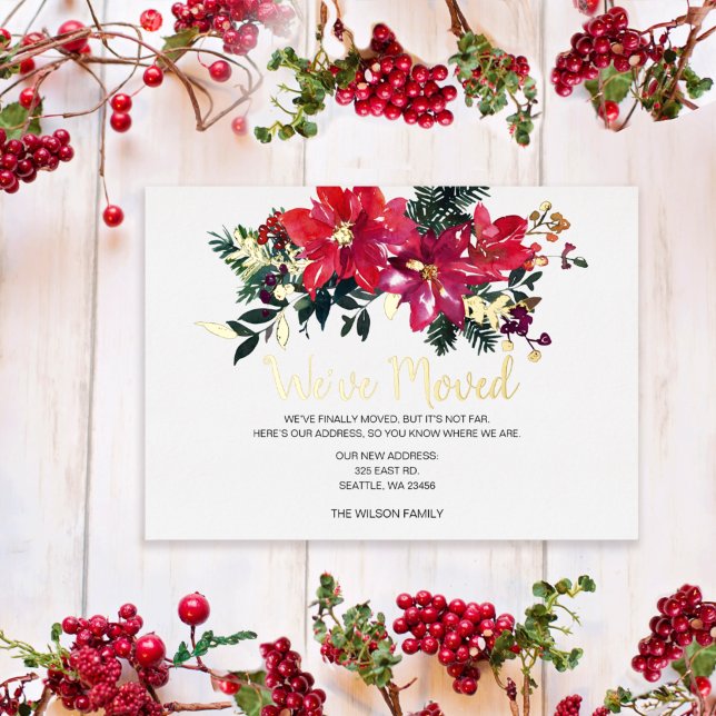 Poinsettia Berries Weve Moved Holiday Cards (Creator Uploaded)