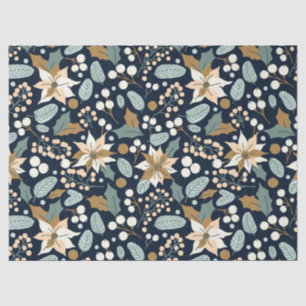 Poinsettia black background winter holiday  wrappi tissue paper